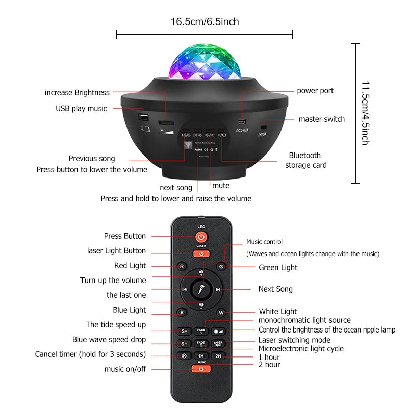 Remote Control RGB Galaxy Projector Lamp