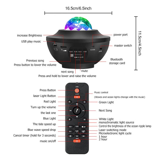 Remote Control RGB Galaxy Projector Lamp