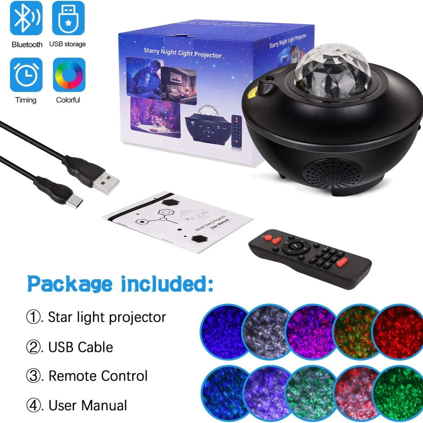 Remote Control RGB Galaxy Projector Lamp