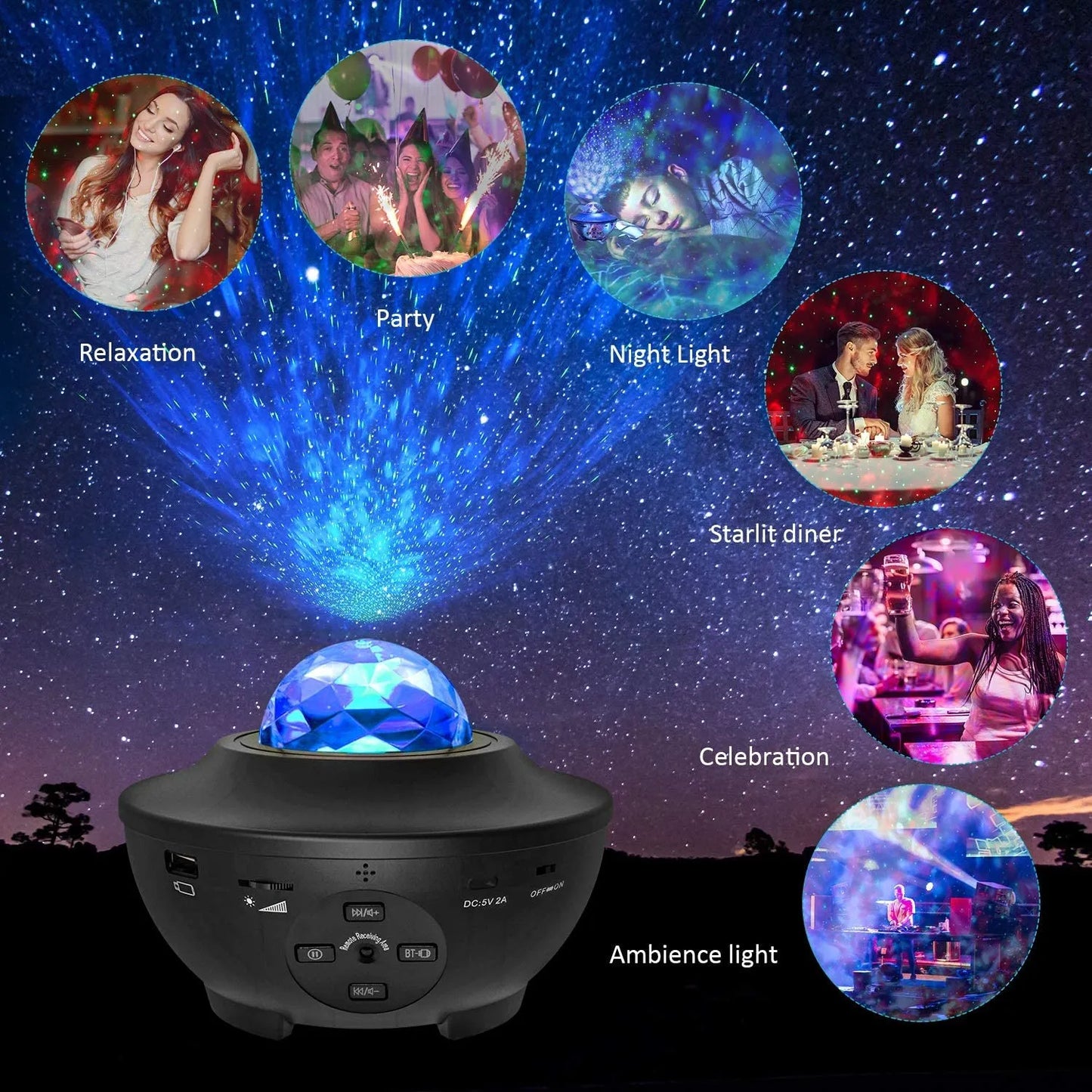 Remote Control RGB Galaxy Projector Lamp